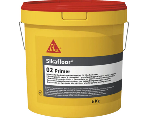 Sikafloor 02 Primer von Sika, eine gebrauchsfertige Acrylat-Spezialdispersion für Nivelliermassen im 5 Kilogramm Eimer. Sehr emissionsarm.