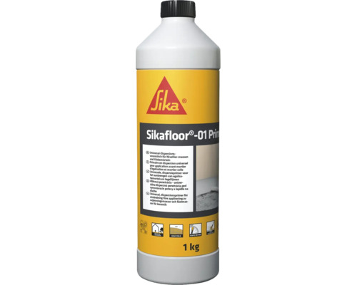 Sika Sikafloor-01 Primer, Universal-Dispersionsvoranstrich in einer 1 Kilogramm Kunststoffflasche für innen und außen, schnell trocknend.