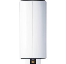 Weißer Stiebel Eltron elektronischer Warmwasserspeicher, vertikales Design, mit Digitalanzeige und Stiebel Eltron Logo.