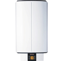 Weißer elektronischer Wand-Warmwasserspeicher von Stiebel Eltron mit digitaler Anzeige für 30 Grad Celsius und Eco-Modus.