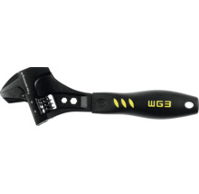 Verstellbarer Einmaulschlüssel in Schwarz mit Skala am Kopf und ergonomischem Griff.