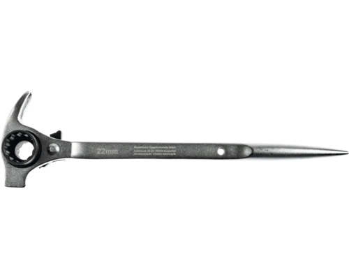 Gerüstbauratsche aus Metall mit 22 Millimeter Schlüsselweite und spitz zulaufendem Griffende.