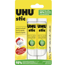 UHU stic Klebestift im Doppelpack, zweimal 21 Gramm, lösungsmittelfrei und zu 98 Prozent naturbasiert.