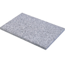 Rechteckige Granitplatte mit gesprenkelter Natursteinstruktur für Terrassenbeläge oder den Außenbereich.