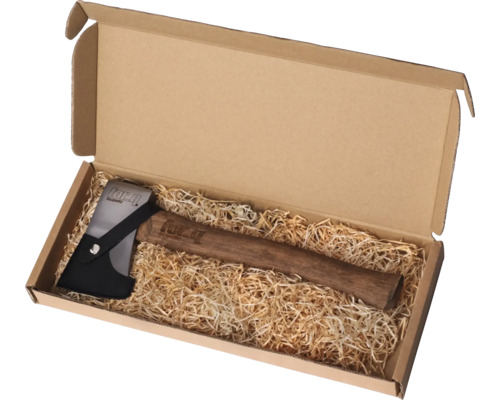for.q Beil mit Holzstiel im Karton mit Holzwolle