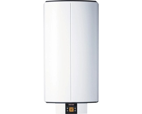 Stiebel Eltron elektronischer Wandspeicher mit digitalem Display und Bedienfeld für Warmwasser.