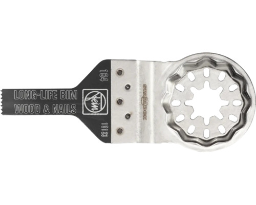 Fein E-Cut Sägeblatt Long-Life Bimetall für Holz und Nägel mit Starlock Aufnahme. Fein Logo.