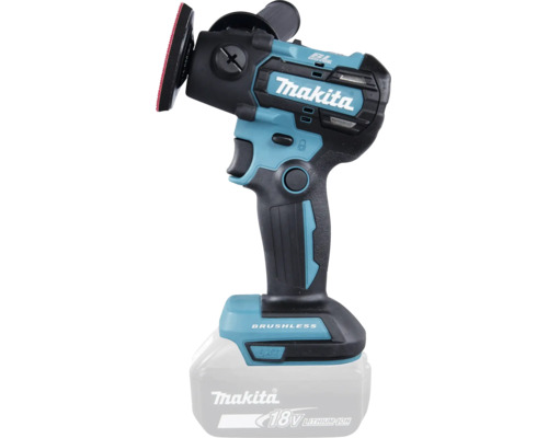 Makita Akku-Schleifer und Polierer 18 Volt mit bürstenlosem Motor und Akku, Makita Logo.
