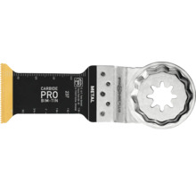 Fein Starlock Plus Carbide Pro BIM-TiN Tauchsägeblatt für Metall mit Millimeter- und Zollskala.
