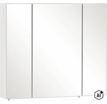 Dreitüriger Spiegelschrank für das Badezimmer mit verspiegelten Fronten. (Image AI modified or generated)