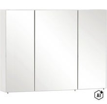 Dreitüriger Spiegelschrank für das Badezimmer mit durchgehender Spiegelfront. (Image AI modified or generated)