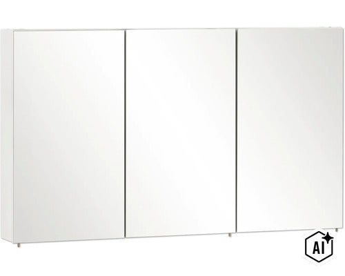 Dreitüriger Spiegelschrank für das Badezimmer. (Image AI modified or generated)