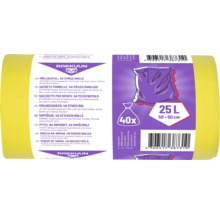 Rakkuun Müllbeutel, 25 Liter, 40 Stück pro Rolle, 50 mal 60 Zentimeter, gelb.