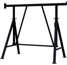 Höhenverstellbarer Arbeitsbock aus Metall in Schwarz.