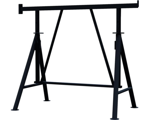 Höhenverstellbarer Arbeitsbock aus Metall in Schwarz.