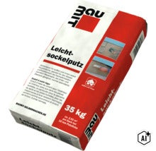 35 Kilogramm Sack Baumit Leicht-sockelputz für den Außen- und Innenbereich, Zementputz für Sockel und Nassbereiche. (Image AI modified or generated)
