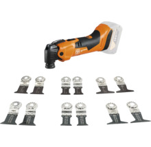Fein Akku Multimaster 18 Volt mit umfangreichem Zubehörset bestehend aus verschiedenen Sägeblättern für Renovierungsarbeiten