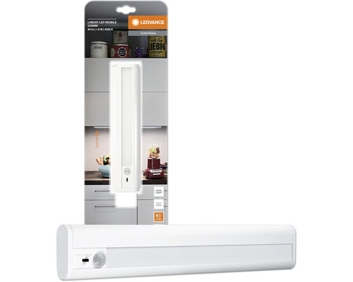 Ledvance Linear LED Mobile Leuchte, 200 Millimeter, mit Bewegungssensor und neutralweißem Licht zur Montage unter Küchenschränken.