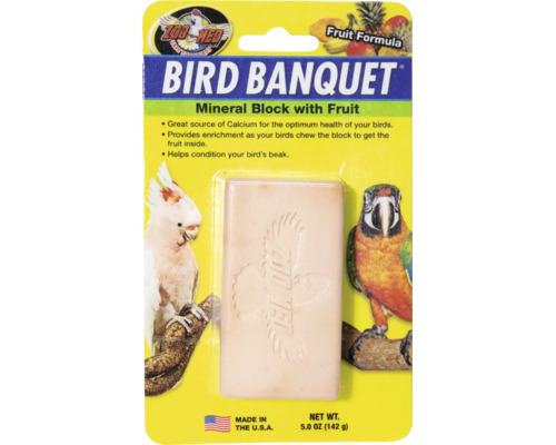 Zoo Med Bird Banquet Mineralblock mit Fruchtstücken für Vögel in Blisterverpackung 142 Gramm