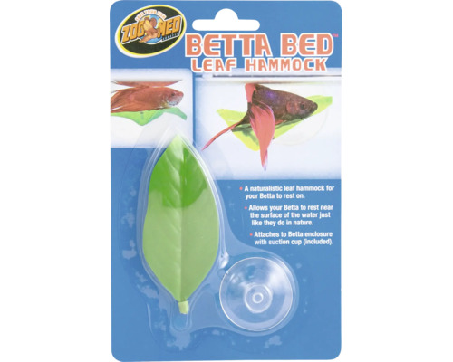 Zoo Med Betta Bed Blatt Hängematte für Kampffische mit Saugnapf zur Befestigung im Aquarium.