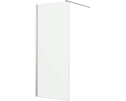 Walk-In-Duschwand aus Sicherheitsglas mit Wandprofil und Stabilisierungsstange für das Badezimmer.