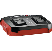 Einhell Doppel-Ladegerät Power X-Change Twincharger 3,0 Ampere mit zwei Steckplätzen für Akkus und Statusanzeige.