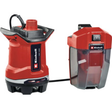 Einhell Akku-Klarwasserpumpe Power X-Change mit separater Akkubox und Kabelverbindung.