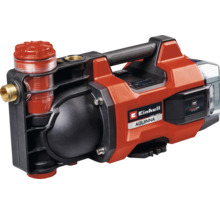 Rote Einhell Akku-Gartenpumpe Aquinna 36 Volt Power X-Change mit Tragegriff, integriertem Vorfilter und Messinganschlüssen.