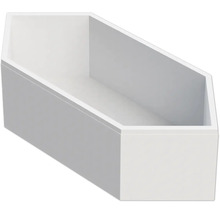 Weiße, fünfeckige Badewanne als Raumlösung für moderne Badezimmer