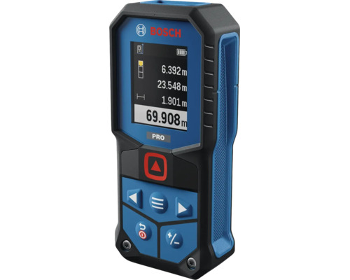 Bosch Laser Entfernungsmesser für präzise Messungen mit beleuchtetem Display und intuitiven Tasten zur Bedienung.