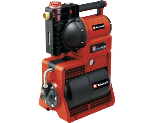 Einhell Hauswasserwerk mit integriertem Filter, Manometer und Druckbehälter für die Brauchwasserversorgung im Haus und Garten.