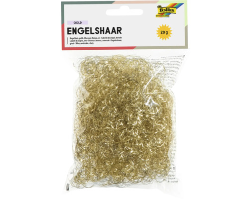 Folia Engelshaar in Gold, 20 Gramm, in einer Klarsichtverpackung.