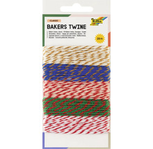 folia Bäckergarn Classic, 20 Meter, mehrfarbiges Dekorgarn zum Basteln und Verpacken auf Pappkarte.