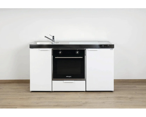 Stengel Miniküche mit Spüle, Kochfeld und Backofen als kompakte Küchenzeile in moderner Metallausführung.
