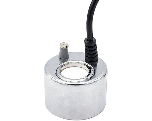 Ultraschall-Vernebler aus Metall mit Sensor und Kabel.
