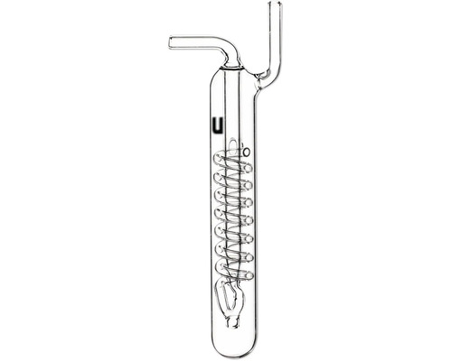 CO2-Blasenzähler aus transparentem Glas mit innenliegender Spirale für Aquarien.