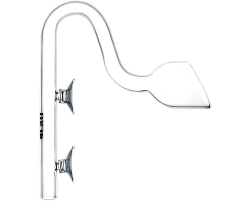 Blau Aquaristik Lily Pipe Outflow aus Glas mit Saugnäpfen für Aquarien-Aussenfilter.