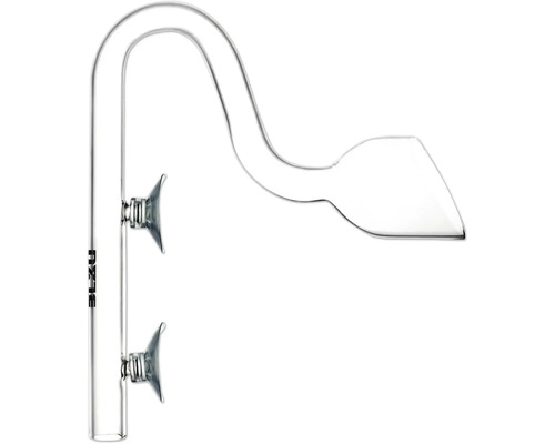 Lily Pipe Filterauslauf aus Glas für Aquarien mit zwei Saugnäpfen zur Befestigung.