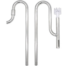 Edelstahl Einlauf- und Auslaufrohr-Set für Aquarien, inklusive Oberflächenskimmer.