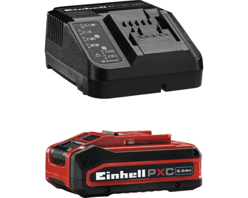 Einhell Power X-Change Starter-Kit mit Akku-Ladegerät und 3,0 Amperestunden Akku.