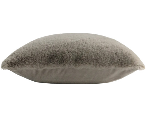 Weiches graues Dekokissen in Kunstfell-Optik, flauschiges Zierkissen für Sofa und Bett