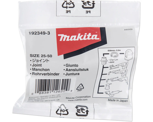 Verpackung von Makita Rohrverbinder mit Produktinformationen und Strichcode