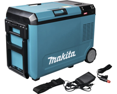 Makita Akku-Kühl- und Warmhaltebox mit Rädern, Tragegurt und Netzkabel