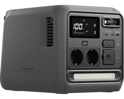 Tragbare Powerstation Power 1000 Mini mit digitalem Display, mehreren Anschlüssen und Steckdosen