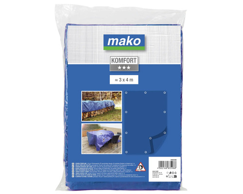 Mako Abdeckplane mit Ösen 3 mal 4 Meter in Verpackung
