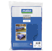 mako Gewebeplane Komfort mit Ösen, 4 mal 5 Meter, UV-beständig, 140 Gramm pro Quadratmeter, zum Abdecken im Außenbereich.