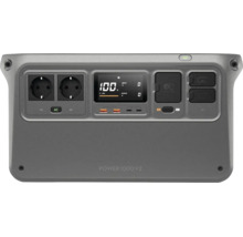Tragbare Powerstation mit Steckdosen und Digitalanzeige für Stromversorgung.