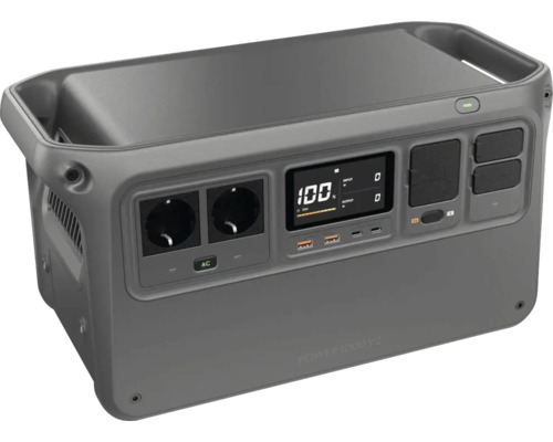 Tragbare Powerstation mit Steckdosen, Display und USB-Anschlüssen