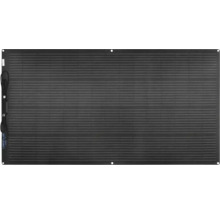 Flexibles Solarmodul mit integrierten Kabeln und Ösen zur einfachen Befestigung.