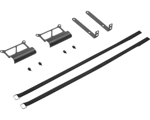 Montageset für Möbel mit Gurten, Halterungen und Schrauben aus Metall und Textil